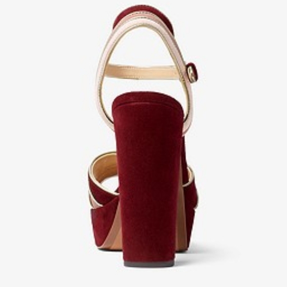 MICHAEL KORS OXBLOOD TRI-COLOR BURGANDY HEELS - Picture 3 of 3
